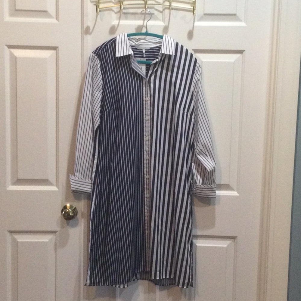 Hinson Wu Striped Button-Down Shirt Dress